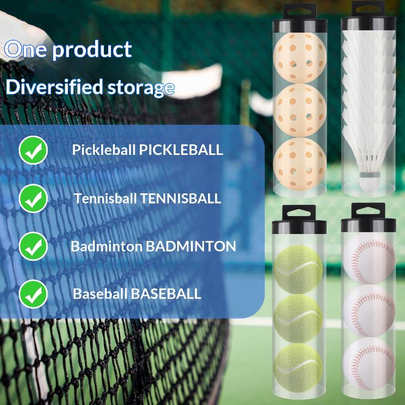 뚜껑이 있는 투명한 피클볼 보관 상자 원통형 빈 공 홀 - Badminton Video 리뷰 및 가격